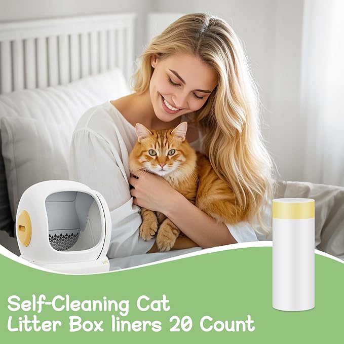 20 Count Cat Litter Box Liners for Self-Cleaning Cat Litter Box, Compatible with MeoWant MW-SC01/MW-SC02/MW-LR01 PETKIT PuraX PuraMax Drawstring Replaced Bags Waste Bags (1Pack /20 Counts）