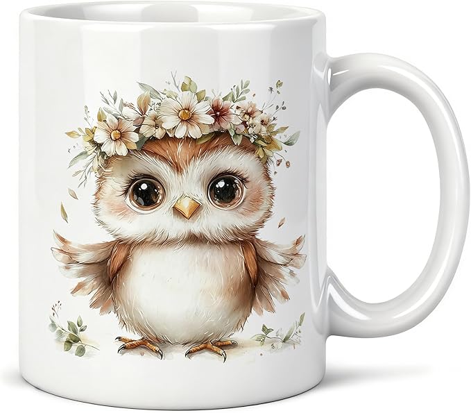 Cute Floral Owl Mug 11 oz, Owl Gifts for Women Mom, Owls Lover Gift Coffee Cups Ceramic, Bird Gifts for Women Ceramic Mug for Coffee Tea Hot Cocoa Home Office Work