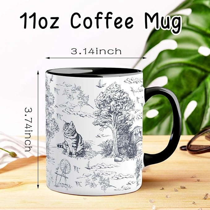 Cat Mug 11 Oz Cute Ceramic Coffee Tea Cup for Women, Funny Cats Lover Gift for Christmas, Birthday, Housewarming - Gifts for Her, Mom, Cat Ladies, Kids and Friends
