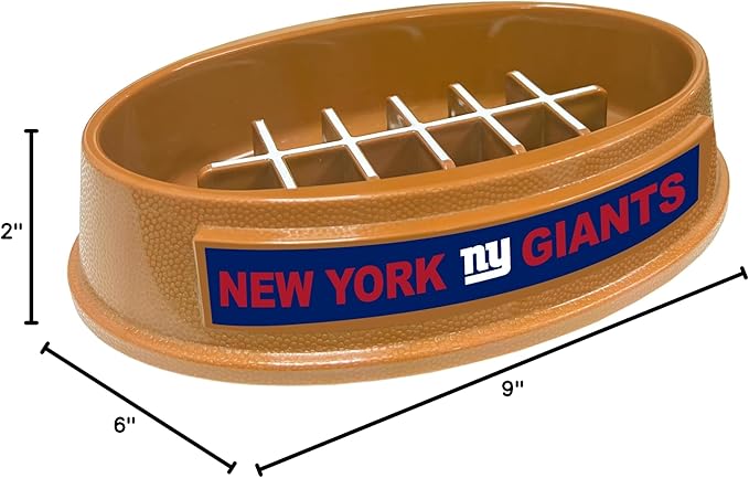NFL Super Bowl New York Giants Slow Feeder Dog & Cat Bowl. Football Design for Healthy Digestion. Non-Slip for Large & Small Pets