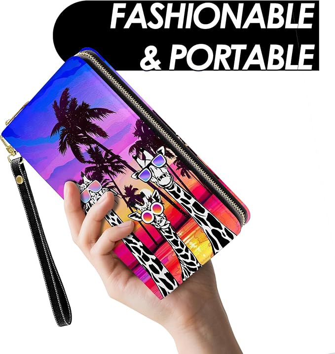 Giraffe Womens Wallet, Giraffe Wristlet Wallet For Women, Cute Animal Credit Card Holder Purse, Birthday Christmas Graduation Gifts For Women Mom Friends, Travel Office Daily Pocket Purse