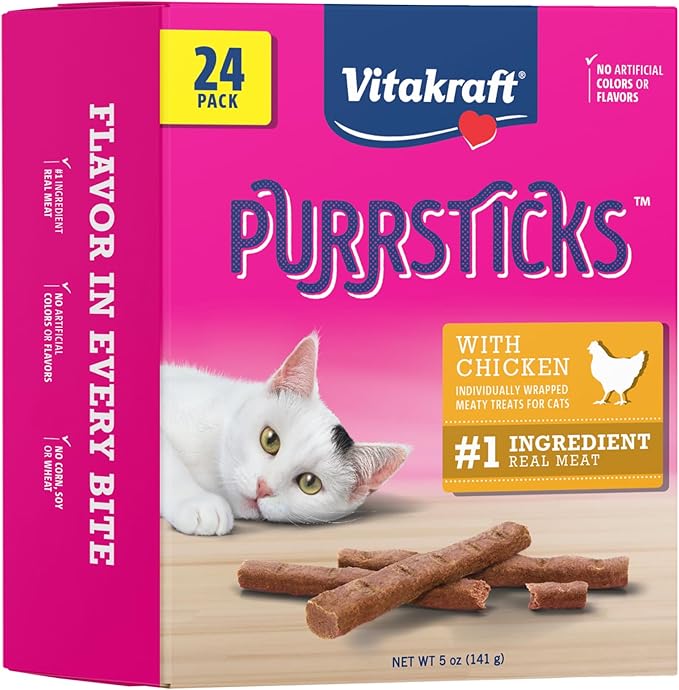 Vitakraft PurrSticks Cat Treat, Chicken Recipe, 24 Count