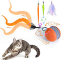 BABORUI Interactive Cat Toy Ball with Music- Automatic Interactive Cat Toys for Indoor Cats with 3 Tails, 2 Speeds Rechargeable Cat Enrichment Toy for Small/Medium/Large Cats to Keep Them Busy(Orange)