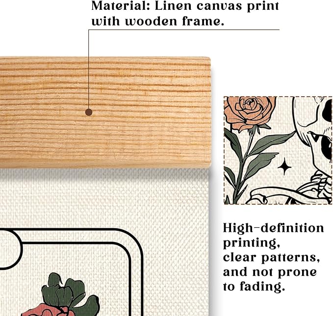 HEYJEEPER The Cat Lover Tarot Card Wall Art Decor,14x18inch Retro Skeleton and Cats Linen Wall Hanging Poster with Wood Hanger,Funny Gift for Cat Lovers,or Pet Shop(Cat01)