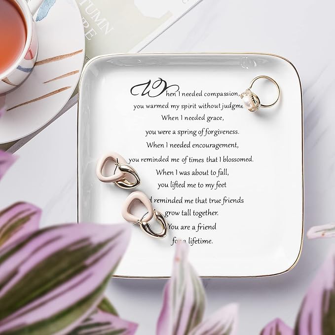 PUDDING CABIN Friend Gifts for Women You are a Friend for a Life Time Friendship Birthday Gifts for Friends Female, BFF Gift for Her, Personalized Ring Dish