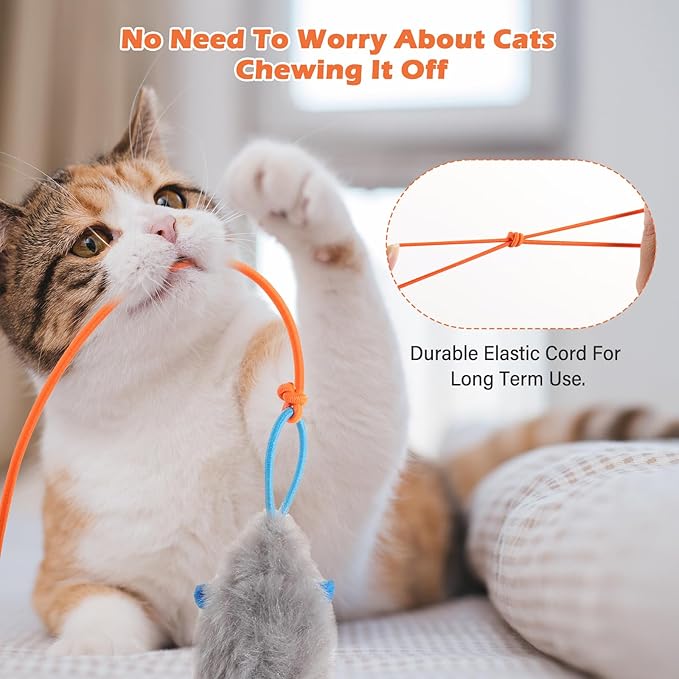 Rechargeable Electric Cat Teaser with Remote – Interactive Door Clip Teaser for Cats, 2 Motion Modes (360° Spin & Irregular Jumping), Smart Auto Cat Toy for Exercise & Fun (Orange)