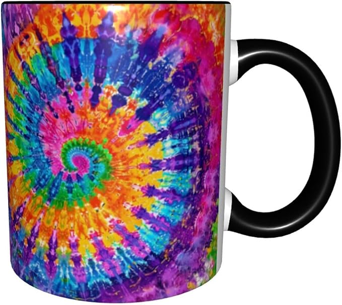 Tie Dye Coffee Mug 11oz Ceramic Tea Cup With Handle Funny Porcelain Mugs for Women Dishwasher Microwave Safe