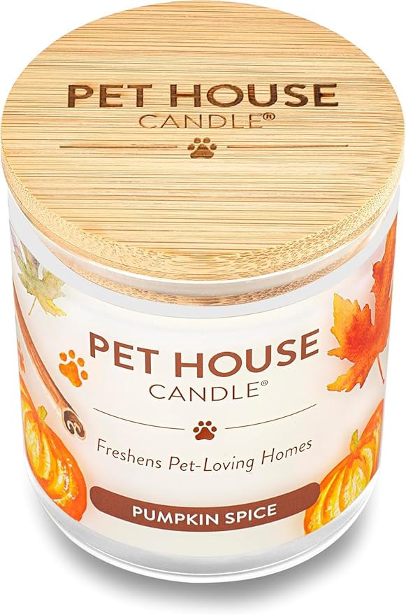 One Fur All Pet House Soy Candles, Clean Burning, Plant-Based Scented Candles for Pet Odor, Pumpkin Spice, 4 Pack