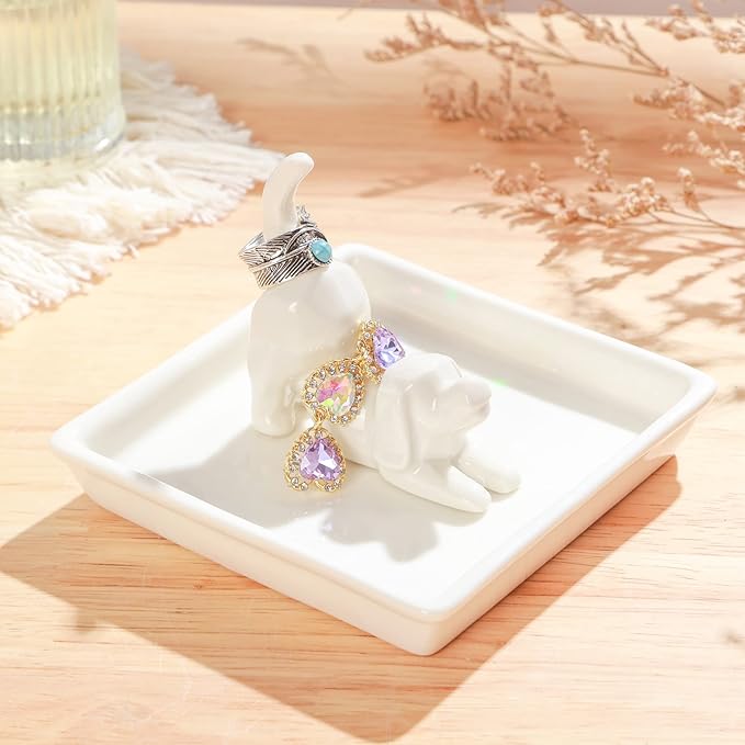 PUDDING CABIN Dog Mom Gifts for Women, Dog Ring Holder Dish Jewelry Holder, Dogs Lover Gift for Women Friends Female Mom Grandma Aunt as Mothers Day Birthday Wedding Christmas Gift