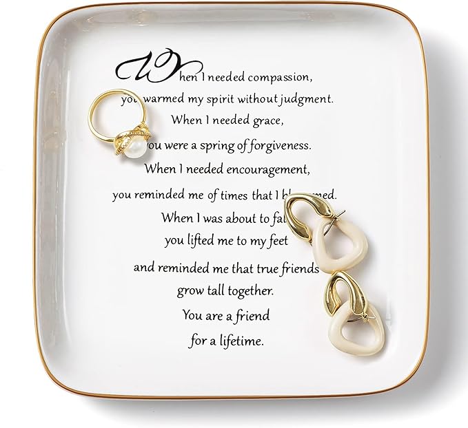 PUDDING CABIN Gift for Friend Ring Trinket Dish - You are a Friend for a Lifetime - Birthday Gifts for Women, Female, Her, BFF, Coworkers, Friendship, Moving Away Gifts