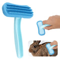 Rabbits Bunny Brush, 13.5x9cm/5.31x3.54in Durable Soft Silicone Rabbit Grooming Bunny Brush Practical Small Animal Massage Comb Suitable for Cats, Puppy Dogs, Kittens & Pets (Blue)