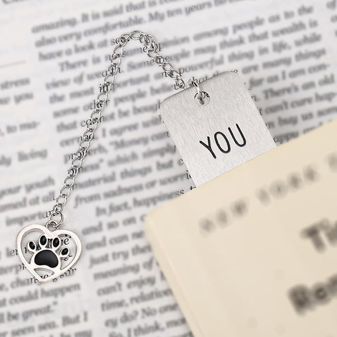 Cute Cat Bookmark, Zinc Alloy Kitten Paw Print Bookmarks Reading Gifts for Cat Lovers Funny Black Kitten Book Marks Animal Bookmark Gifts Book Accessories for Reading (Style D)