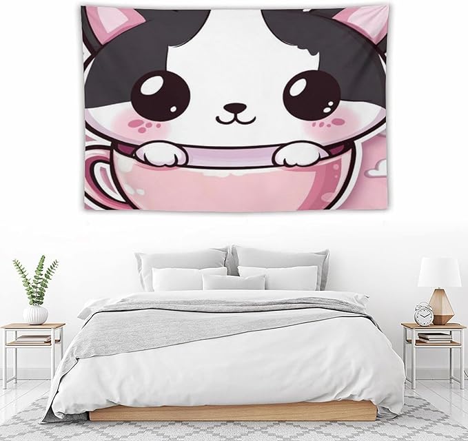 MaSiledy Tapestries Kawaii Cat Tapestry Cat Lover Gifts Wall Art Tapestry for Bedroom Aesthetic Wall Art Home Decoration for Bedroom Living Room Dorm 40"x60" Tapestries for Bedroom Living Room Dorm