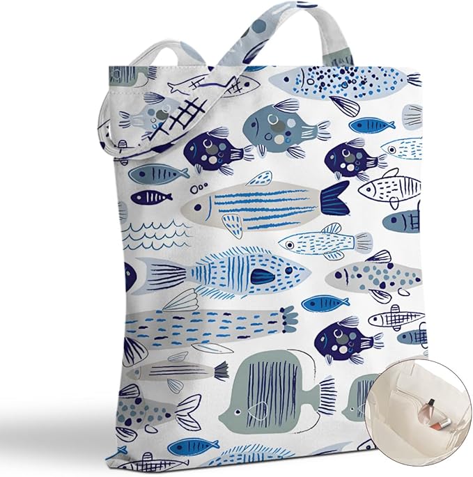 Hanamiya Na Tote Bag with Zipper Pockets, Tote Bag Reusable Shopping Grocery Bags Birthday Gifts for Women, Weekender Bags