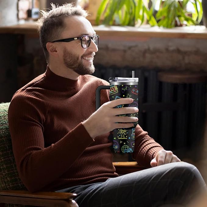 Gaming Gifts for Men Boys, Gamer Gifts for Men, 40oz Gamer Tumbler Cup, Gaming Mugs, Teen Boy Gift Gamings Stuff, Gaming Gamepad Present for Son, Birthday Gift for Him Boys Gamings Cup(Style4)