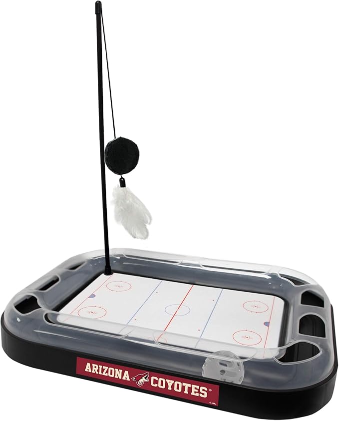 First yangi Cat Scratching & Toy - ARIZONA COYOTES Hockey Field Cat Scratcher Ball & Bell Toy, 5-in-1