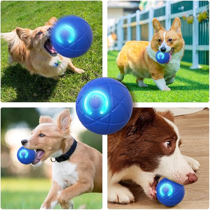 Interactive Dog Toys for Small Dogs, Dog Balls Cat Toys Rolling Ball for Puppy Small Medium Dogs and Cat, Self Moving Jumping Bouncing and Rotating Toy to Keep Them Busy (Blue+Orange)
