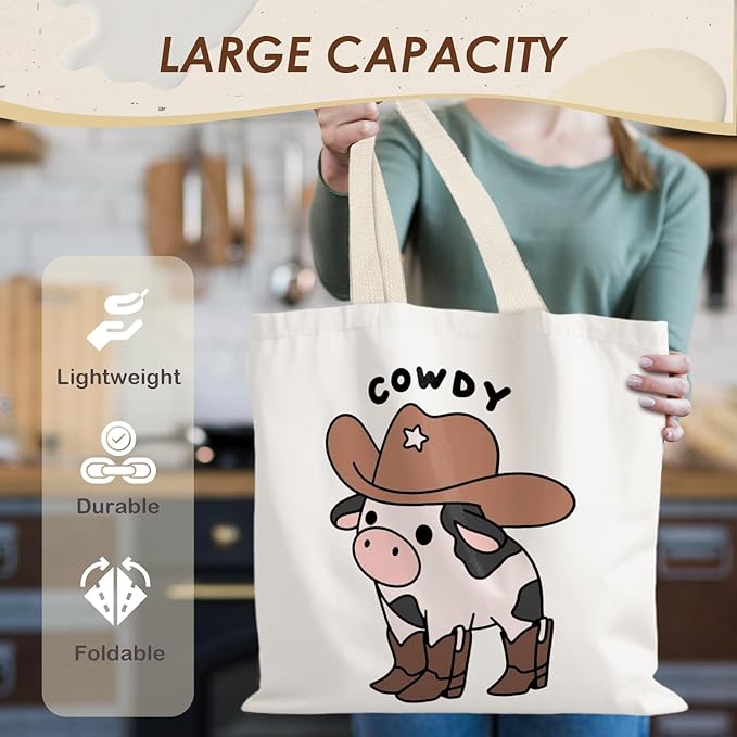 Canvas Tote Bag Aesthetic,Zoon Cow Dog Cat Tote Bag,Gifts for Women Canvas Tote Bags