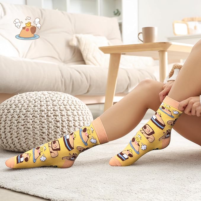 Funnymoom 2 Pack Capybara Themed Party Gifts Set Skinny Tumbler 20 oz Travel Coffee Mug Socks Novelty Cute Animals, Christmas Birthday Party Gifts for Capybara Themed