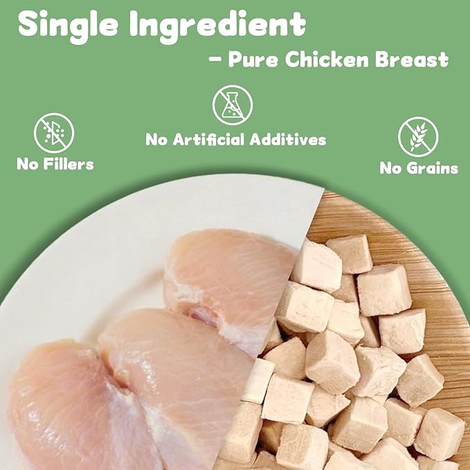 Freeze Dried Chicken Cat and Dog Treats 14.2 OZ – Single Ingredient Chicken Meat High Protein, Bite-Sized Pet Training Snacks or Food Topper for Small Dogs Cats