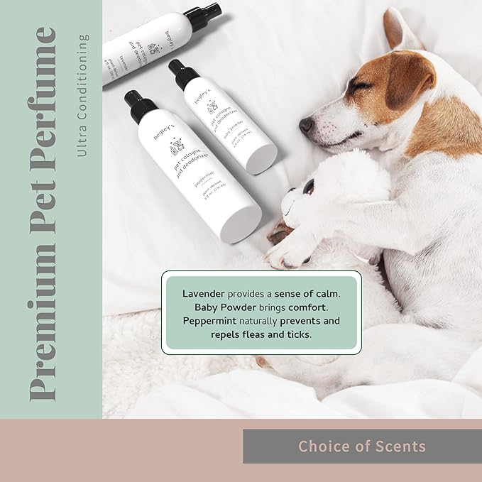 Begley's Pet Cologne and Deodorizer - Premium Essential Oil Dog Perfume Spray Long Lasting and Pet Odor Eliminator - Cat Perfume and Dog Cologne Spray - Lavender - 8 oz