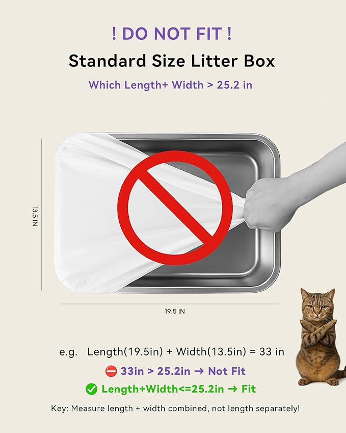 120 Count Automatic Cat Litter Box Liners Compatible with PetPivot AutoScooper 11 and Similar Open Top Self Cleaning Litter Box, Heavy Duty Cat Litter Bags Liners with Drawstring, 25.19" x 11.8"