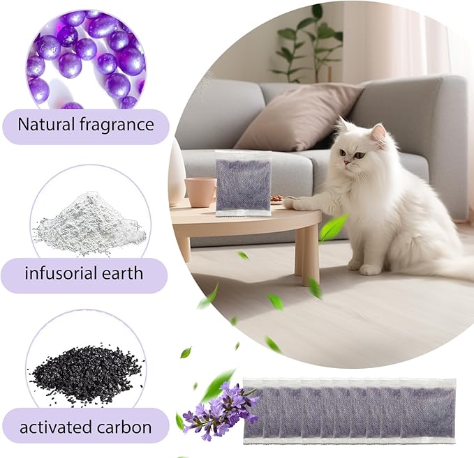 10 PCS Cat Litter Deodorizer Refills Compatible with Whisker OdorTrap Pod,Odor Remover Refills for Litter-Robot 4 Waste Bags & Litter-Robot 3 Waste Drawer, Litter Box Odor Eliminator (Lavender)