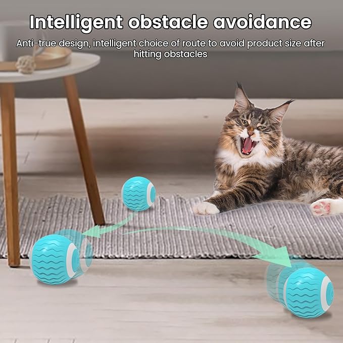 Smart Interactive Cats Toy Ball Wicked Balls,Automatic Moving Cat Ball Toys with Catnip,USB Rechargeable,Best Gift for Your Cat/Kitty,Blue