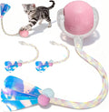 Rocfish Cat Toys, Cat Toys for Indoor Cats, Cat Toys Interactive, 360° Rotating Automatic Interactive Cat Ball, Smart Activation, LED Light, Type-C Rechargeable, 3 Replaceable Dragonfly Tails (Pink)