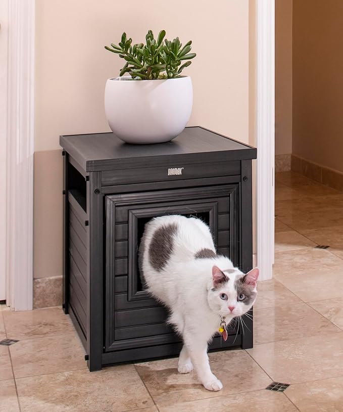 New Age Pet ECOFLEX Litter Loo Moisture and Odor Resistant Enclosure & End Table, No‑Tools Assembly, 10 Year Warranty, Espresso Black, Standard