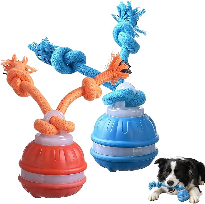 Interactive Dog Toy with Motion Activated, Automatic Rolling and Bouncing Moving Dog Toy, Squeaky Rolling Balls with Flashing Light, USB Rechargeable Chew Toys Pet Ball to Keep Them Busy