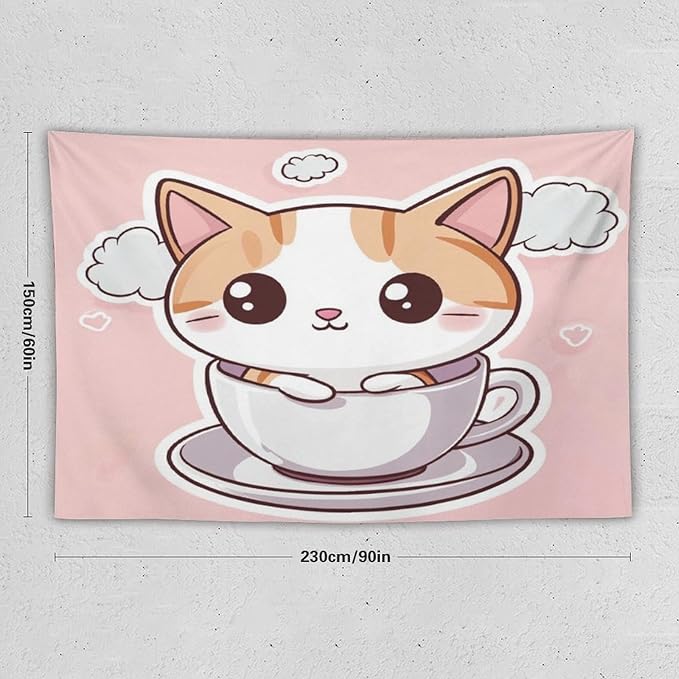 MaSiledy Tapestry's Wall Hanging Kawaii Cat Tapestry Cat Lover Gifts Bedroom Tapestries Wall Decor for Bedroom Living Room Dorm 60"x90" Wall Hanging for Home Decor Bedroom Living Room Dorm Decor