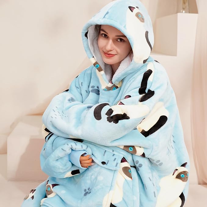 Narecte Cozy Oversized Blanket Hoodie Wearable Blanket Adults Soft Hooded Blanket Hoodie Birthday Gifts for Women Christmas