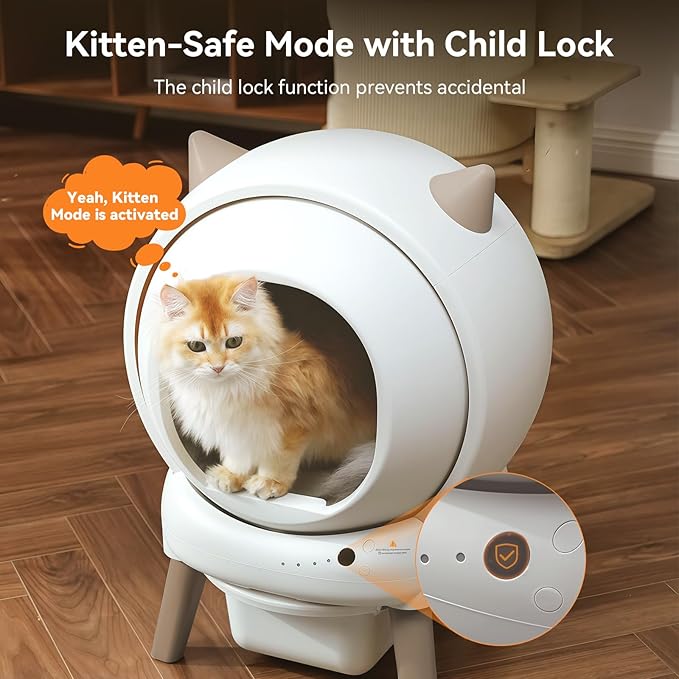 Self Cleaning Litter Box - E2 Automatic Cat Litter Box Smart Robot, APP Control,Weight Monitoring - Ultra-Quiet, for Medium Cats and Kittens, Safe Anti-Pinch Litter Box
