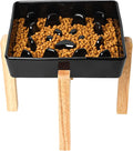 GDCZ Dog Slow Feeder Bowls, Square Ceramic Pet Food Bowl for Medium Breed, Fun Dog Bowls to Slow Down Eating (Black, M-1.8 Cups+Stand)