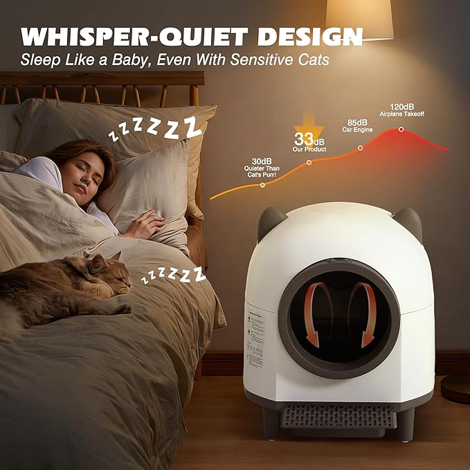 Grepatio Automatic Cat Litter Box, Self Cleaning Litter Box for Multiple Cat, APP Control, Safe Anti-Pinch, Weight Monitoring, Smart Cat Litter Box Includes Scent Cartridge, 2-Roll Garbage Bags