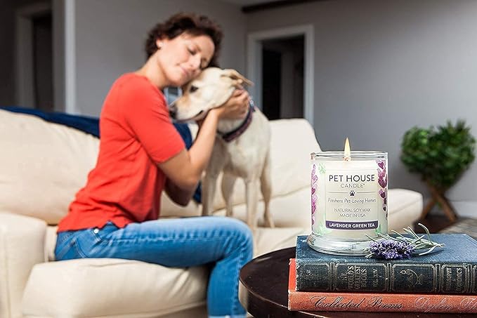 Pet House Candles, Long Burning Scented Candles for Home, Plant-Based, 60 Hour Burn Time - Lilac Garden and Fresh Cut Roses, 9 oz, 2 Pack