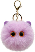 Cute Purple Cat Plush Keychain - Kawaii Lavender Cat Pom Pom Bag Charm, Mystical Keychain for Backpack Purse, Gift for Women Teens