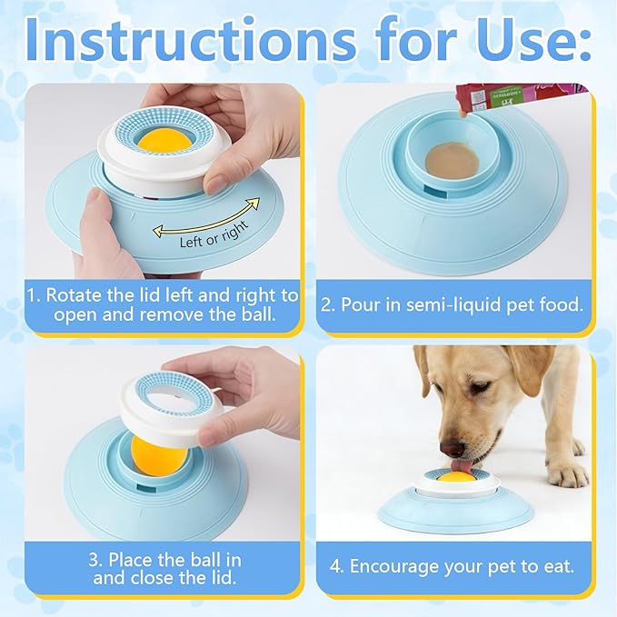 Dog Licking Toy, Dog Licking Bowl, Dog Liquid Lick Ball Bowl, Slow Feeder Licking Bowl for Dogs for Liquid & Soft Food, Easy to Clean, for All Dogs/Cats