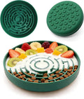 Silicone Slow Feeder Bowl, with Non-Slip Suction Cups, Anti-Choking, Puppy Puzzle Bowl, Slows Down Eating Speed, Relieves Anxiety, Suitable for S&M Sized Dogs and Cats(Green