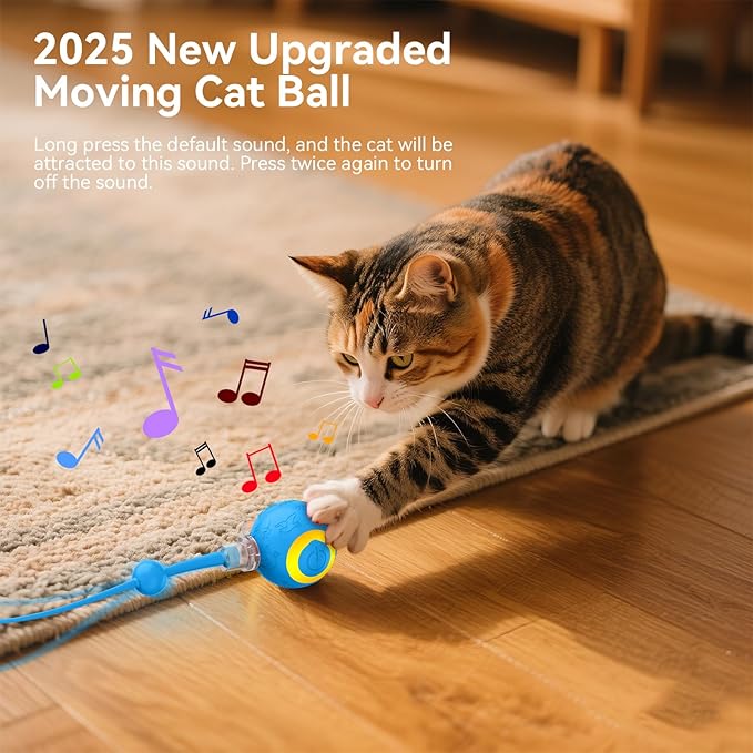 Smart Interactive Cat Dog Toys, Automatic Pet Toys for Bored Indoor Cats and Dogs, Motion Activated, USB Rechargeable, Christmas Pet Birthday Gifts (Blue)