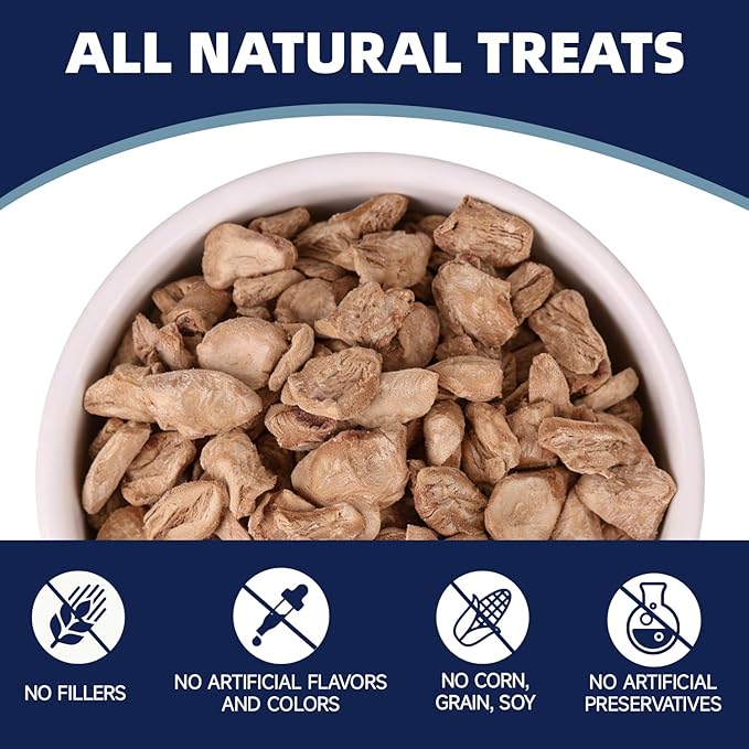 Freeze Dried Chicken Hearts for Dogs and Cats, Single Ingredient, High Protein Training Treats, All Natural Healthy Pet Snacks, Perfect for Picky Eaters, 4.23 oz