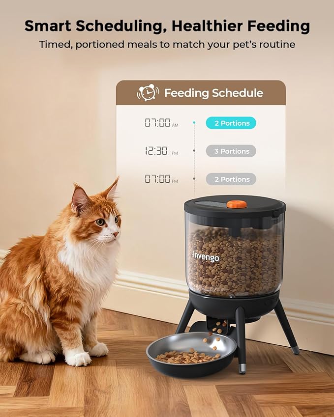 Automatic Cat Feeder with Timed Food Dispenser, One-Touch Feeding, Dual Power Supply, Anti-Bug Design, Visible 3L Hopper – Automatic Pet Feeder for Cats and Small Dogs