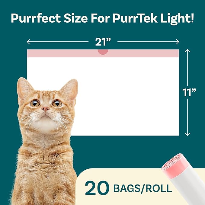 Petcove Cat Litter Box Liners, Carbon Litter Deodorizers Bundle For PurrTek Max & Light| Drawstring Bags for Automatic & Self-Cleaning Litter Boxes | Unscented (PurrTek Light Accessories)