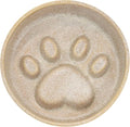 Ceramic Slow Feeder Bowl, 6.69 x 5.7 inches, Elevated Design with Paw Pattern, for Cats and Small Dogs (Khaki)