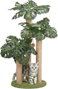 LEMONDA 31.5Inch Cat Scratching Post,Cat Scratcher Tree with 3 Scratching Poles & 2 Interactive Dangling Balls,Cats Scratching Posts for Indoor Kitten & Adult Cats