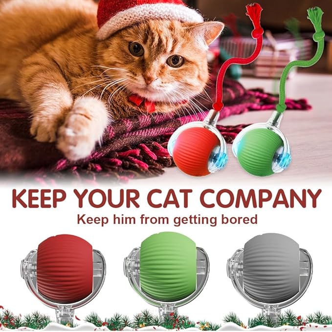 Yilia Interactive Cat Toys for Indoor Cats, 2026 Upgrade Kitten Toys to Relieve Boredom for Indoor Cats, mart Automatic Electric Balls Toys for Bored Cats Dogs (GN+RD)