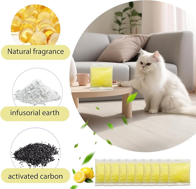 10 PCS Cat Litter Deodorizer Refills Compatible with Whisker OdorTrap Pod,Odor Remover Refills for Litter-Robot 4 Waste Bags & Litter-Robot 3 Waste Drawer, Litter Box Odor Eliminator (Lemon)