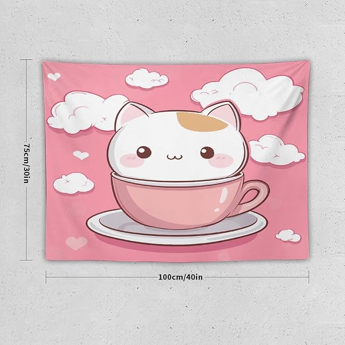 MaSiledy Kawaii Cat Tapestry Wall Hanging Cat Lover Gifts Aesthetic Bedroom Tapestries Landscape Tapestry Wall Art Home Decoration for Bedroom Living Room Dorm 30"x40" Gift for Christmas