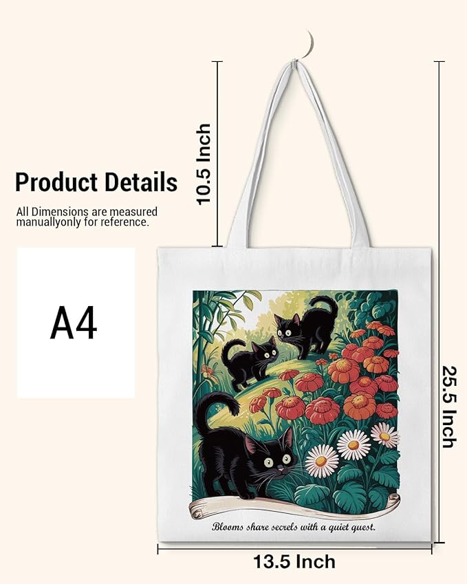 Cute Cat Canvas Tote Bag for Women Funny Cat Bag for Shopping Work Travel Lover Totes Gifts